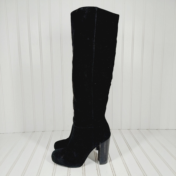 Nine West Shoes - Nine West Camelot Knee High Black Suede Leather High Heeled Boots F760